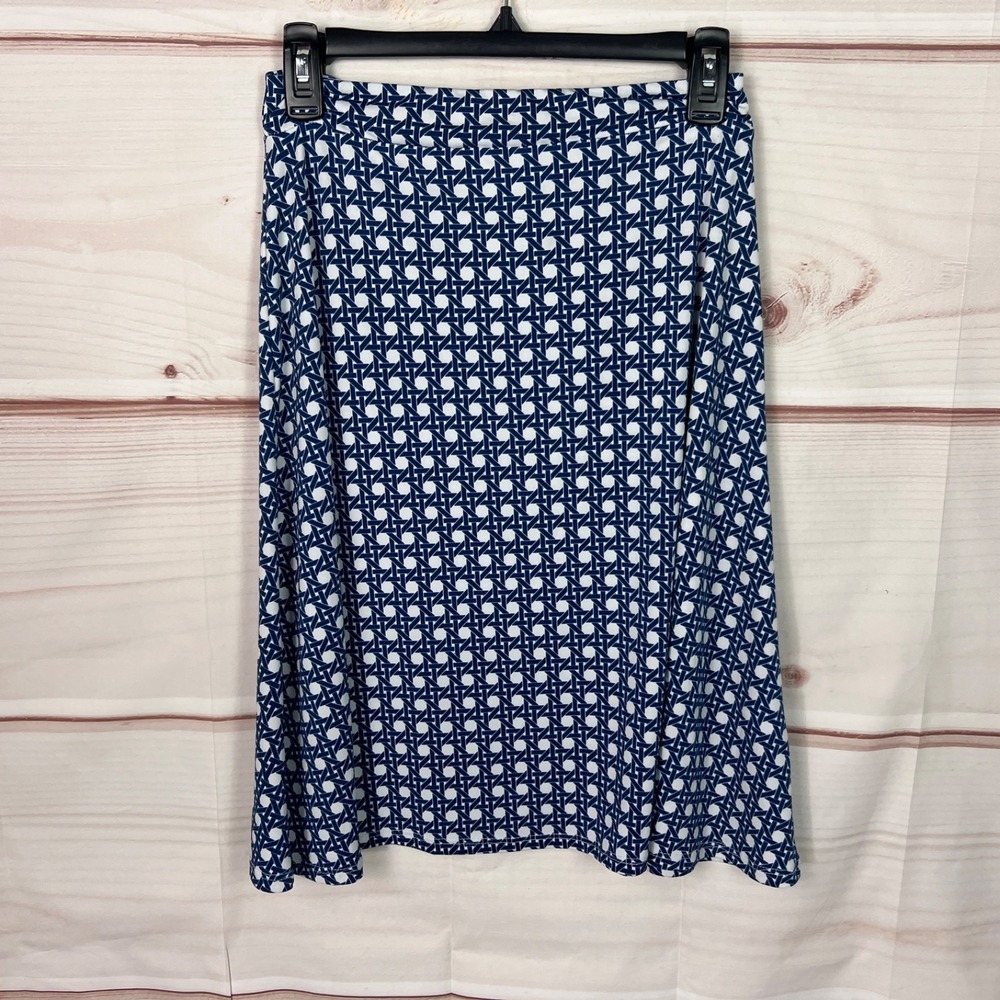 Leota Skirt Womens Maternity S Blue Geometric Birds and The Bees A-Line Knit